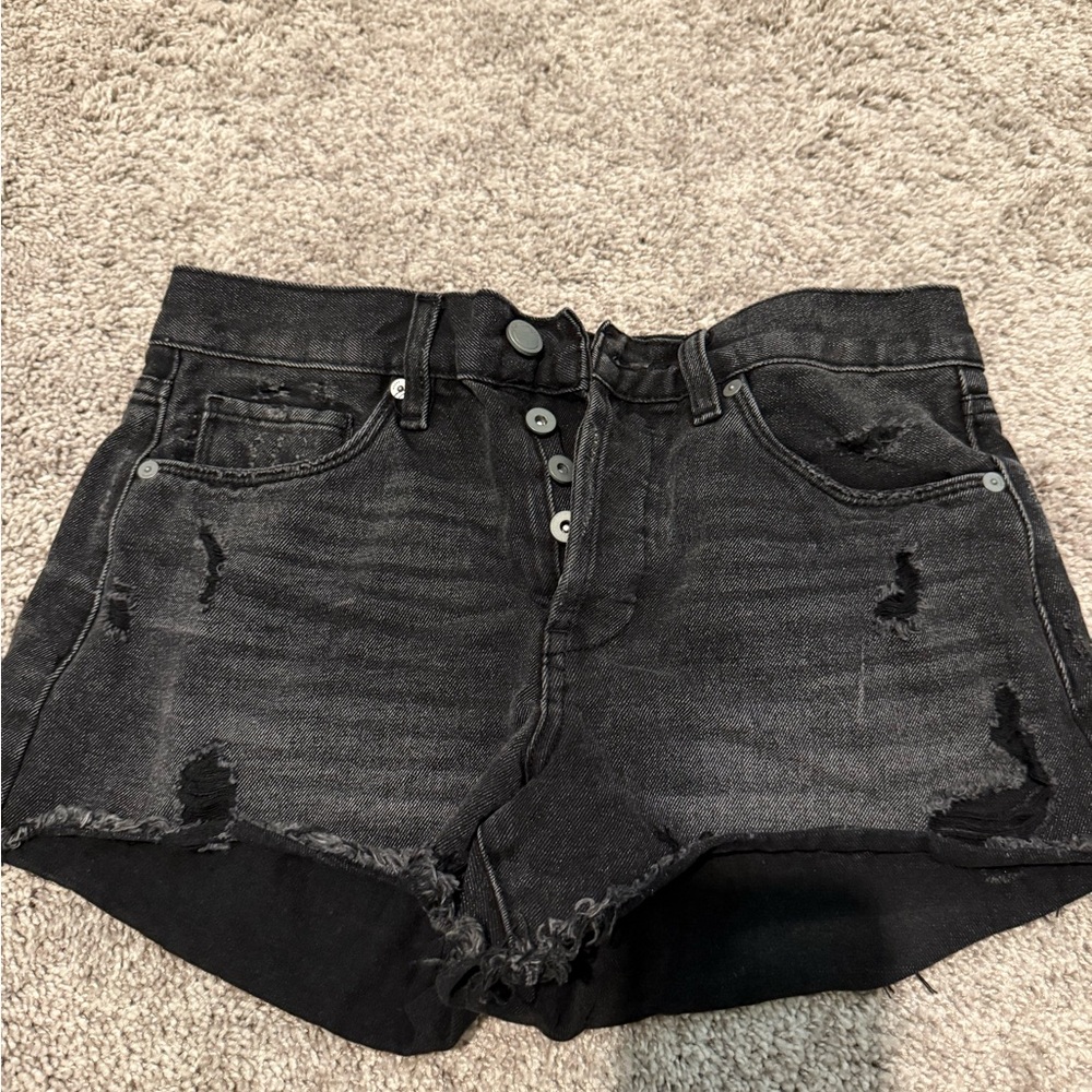 Women's Black Distressed Denim Shorts